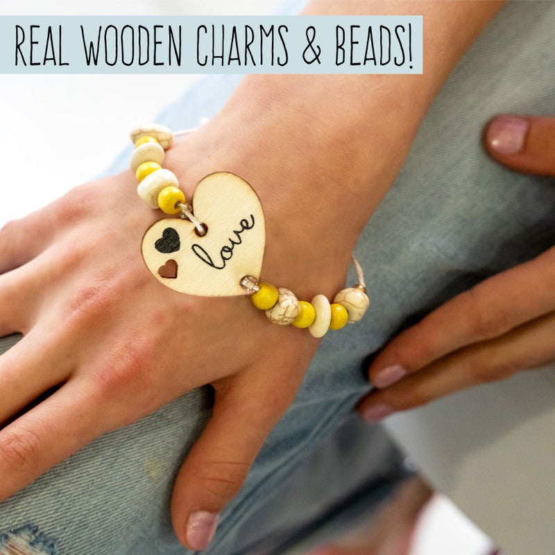 STMT DIY Wooden charm & Tassel Jewelry Art & Craft Kit by Horizon Group USA, Design & Create 10Piece of Vsco Girl Jewelry, Includes Wood Charms, Colorful Tassels, Beads, Chains & More, Multicolored - Image 5